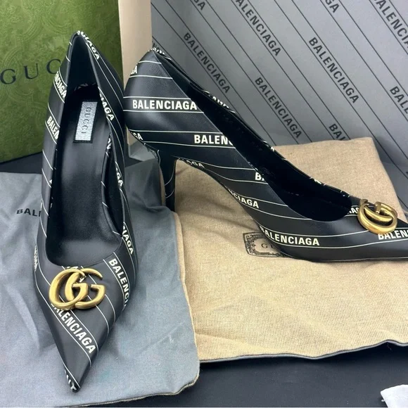 RARE! Sale! Gucci x Balenciaga Leather Heels NEW IN BOX WITH SHOE BAGS - Picture 3 of 12